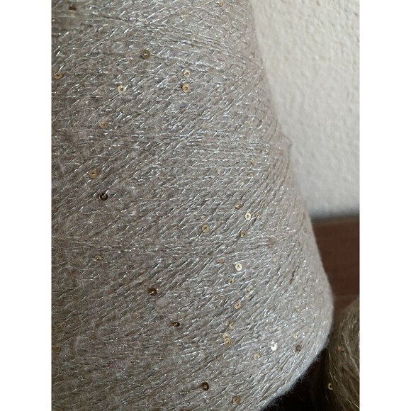 Fancy Soft 4 Skeins Beige Gold Sequins Silver Glitter 200g Total #450 - Picture 3 of 4